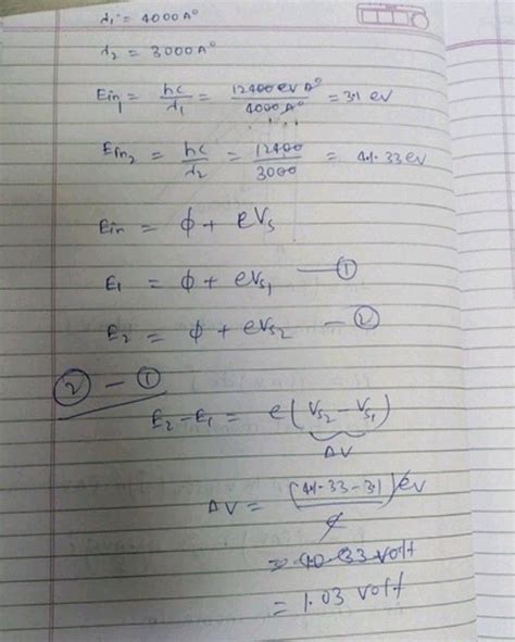 In a photoelectric experiment the stopping potential for the incident light of wavelength 4000 A ...