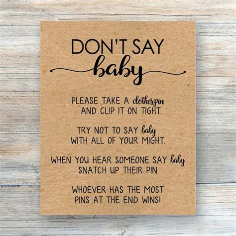 Rustic Dont Say Baby Game Printable Dont Say Baby Sign - Etsy