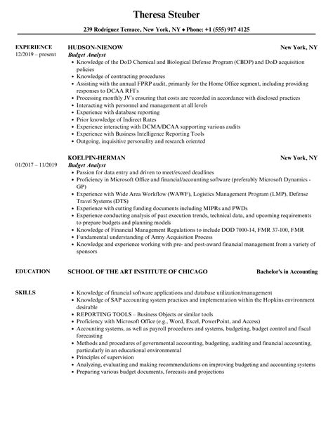 Budget Analyst Resume