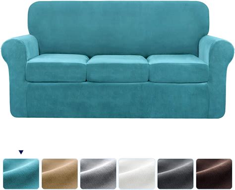 Subrtex 4-pieces Velvet High Stretch Washable Individual Cushion Sofa Slipcover, Blue - Walmart ...