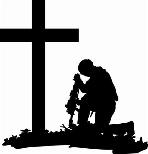 clipart soldier kneeling | Soldier silhouette, Cross silhouette, Sillouette art