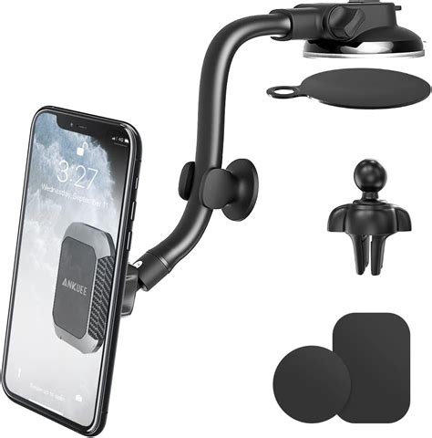 Amazon.com: Car Phone Holder Mount with Suction Cup for Windshield/Dashboard/Air Vent, One Hand ...