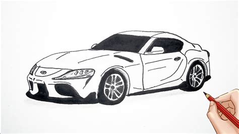 How To Draw a Toyota Supra | Drawing Toyota Supra Mk5 A90 step by step ...