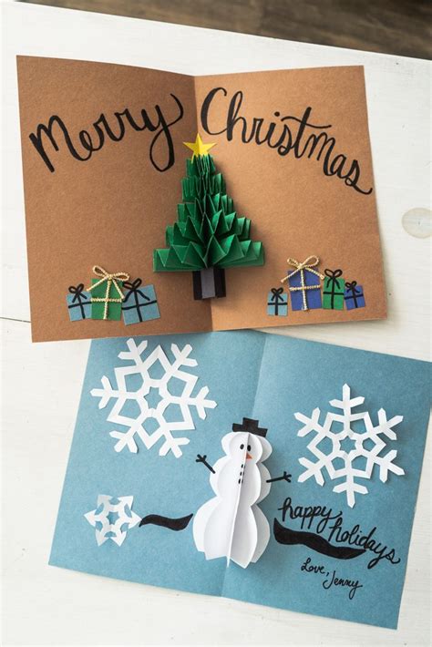 DIY Pop Up Christmas Cards (2 Ways) | Tree Card & Snowman Card | Pop up ...