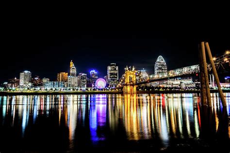 Cincinnati Ohio Skyline at Night Photograph by Bruce Morris - Pixels