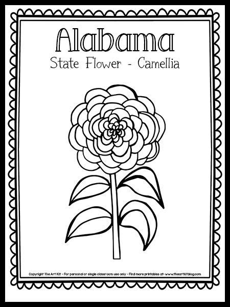 Alabama State Flower Coloring Page (Camellia) {FREE Printable!} | Coloring pages, Flower ...