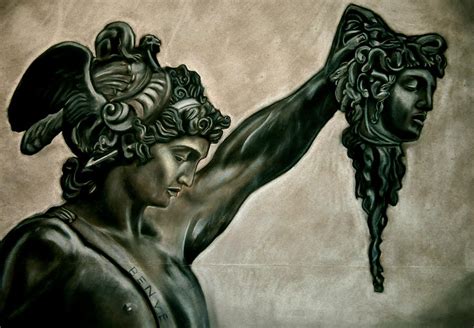 Perseus and Medusa Pastel by Adrian Rodriguez