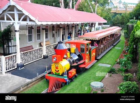 The 'Fun Train' at station, Gold Reef City Theme Park, Johannesburg Stock Photo, Royalty Free ...