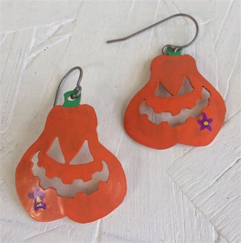 Halloween Earrings - Pumpkin Earrings - Gourd Earrings - Hand Painted - Nickel Free | Halloween ...