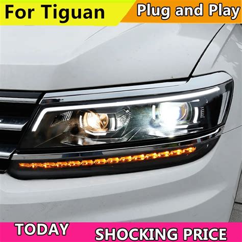 Car Styling For VW Tiguan headlights 2017 For Tiguan head lamp led DRL Bi Xenon Lens HID KIT ...