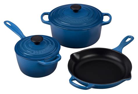 Le Creuset 5 Piece Signature Enameled Cast Iron Cookware Set, Marseille ...