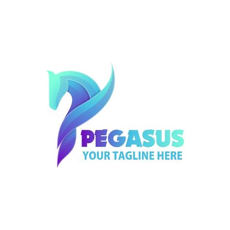 Premium Vector | BLUE PEGASUS LOGO ILLUSTRATION TEMPLATE