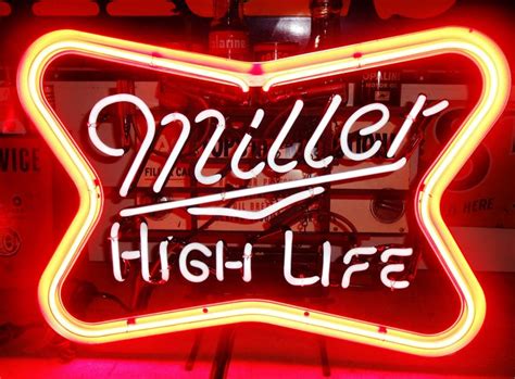 Vintage Large MILLER HIGH LIFE CLOVER Neon Bar Sign, circa 1980 Wrigley Field Marquee, Neon Bar ...