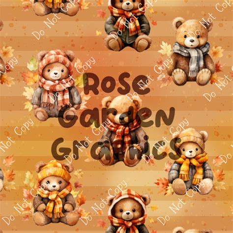 Fall Bear Seamless Image – Rose Garden Graphics