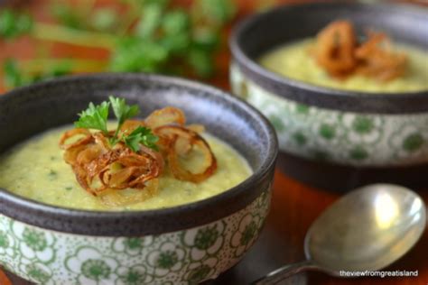 Green Cauliflower Soup with Fried Shallots • The View from Great Island