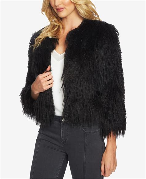 1.STATE Cropped Faux-fur Jacket in Black - Lyst