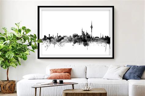 Berlin Skyline Black Watercolour Wall Art | Canvas Prints Australia