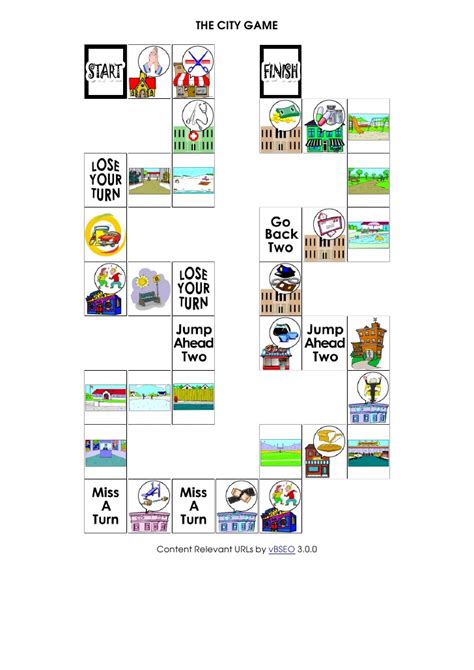 City Places Game Board | Town games, English lessons for kids, City games