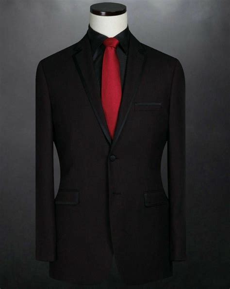 Stylish And Refined Black And Red Wedding Suits - jenniemarieweddings