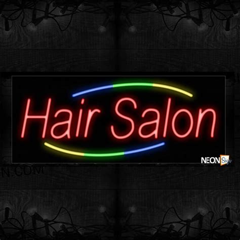 Hair Salon With Colorful Arc Border Neon Sign - NeonSign.com