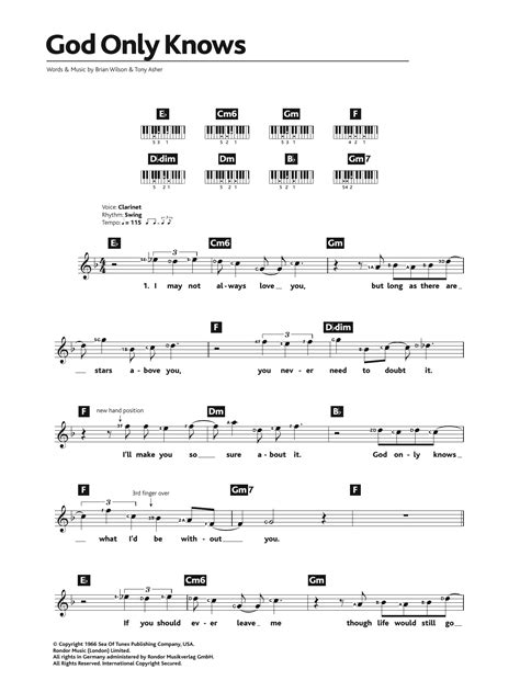 God Only Knows Sheet Music | The Beach Boys | Piano Chords/Lyrics