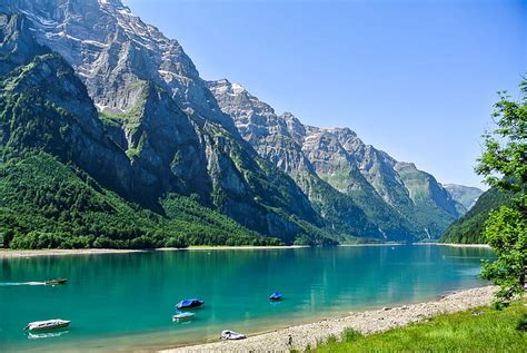 HD wallpaper: Lakes, Glarus, Klöntalersee, Mountain, Switzerland | Wallpaper Flare