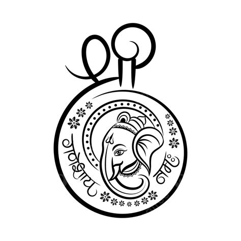 Shree Ganeshaya Namah Hindi Calligraphy With Lord Ganesha Outline Logo, Calligraphy Drawing ...