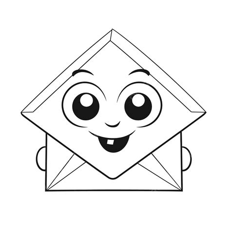 Cute Happy Envelope Coloring Page Outline Sketch Drawing Vector, Envelope Drawing, Envelope ...