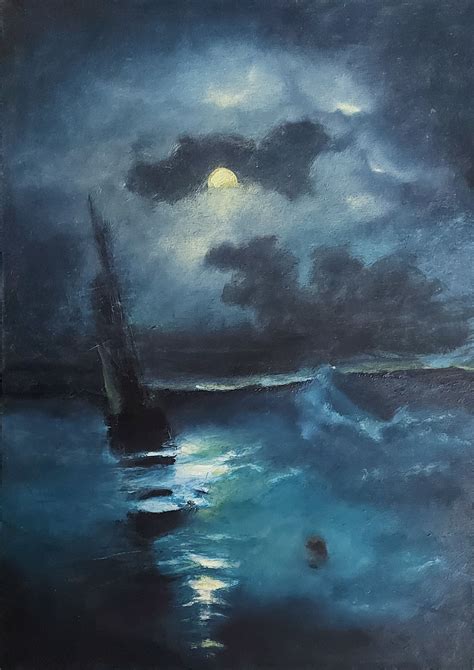 Dark sea, oil painting on canvas, 50x70x1,5 cm in 2020 | Seascape paintings, Dark paintings, Oil ...