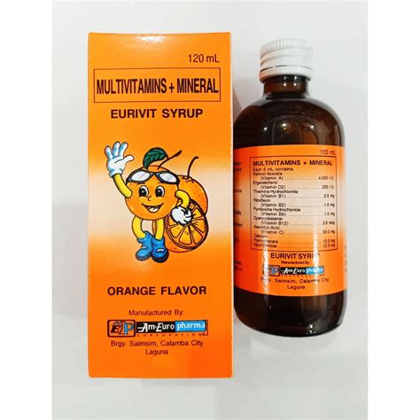 EURIVIT Multivitamins / Minerals Syrup 120mL price in the Philippines | MedsGo Pharmacy