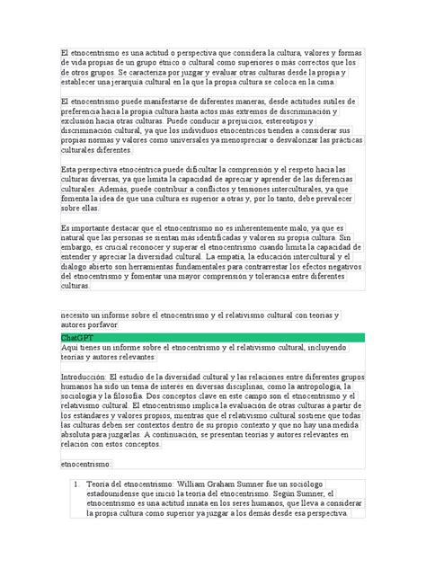 El Etnocentrismo Es Una Actitud o Perspectiva Que Considera La Cultura | Descargar gratis PDF ...