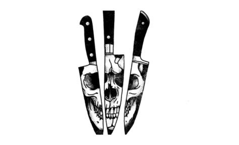 Knife Skull Reflection Tattoo - Clip Art Library