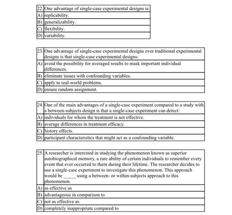 Solved 22. One advantage of single-case experimental designs | Chegg.com