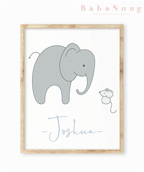 Elephant Print Elephant Nursery Baby Name Print Newborn | Etsy