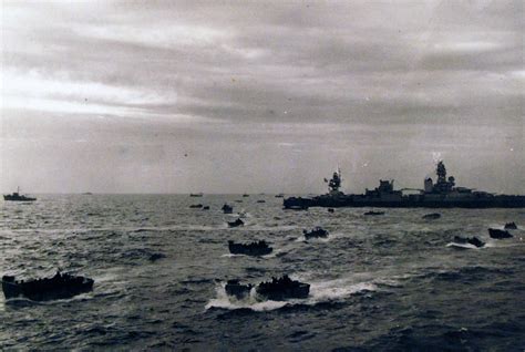 USS Augusta (CA 31) off French Invasion coast during landing operations ...