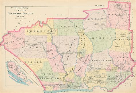 DELAWARE COUNTY, Pennsylvania - 1892 Map