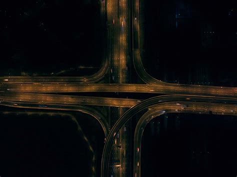 Freeway Aerial Photo Of Road At Night Highway Image Free Photo