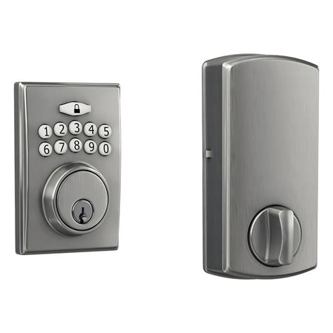 First Secure by Schlage Truss Keypad Electronic Door Deadbolt Lock in Satin Stainless Steel for ...