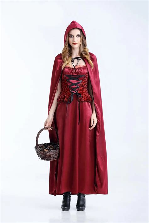 Halloween Adult Little Red Riding Hood Costume Cosplay Party Dress with ...