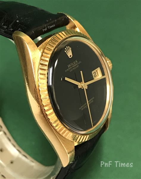 Rolex 1601 Oyster Perpetual Datejust 18K YG Onyx Dial with Leather Strap (SOLD) – PnF Times