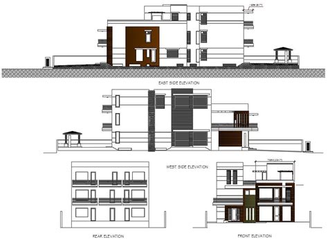 Modern House Elevation Drawing - Cadbull