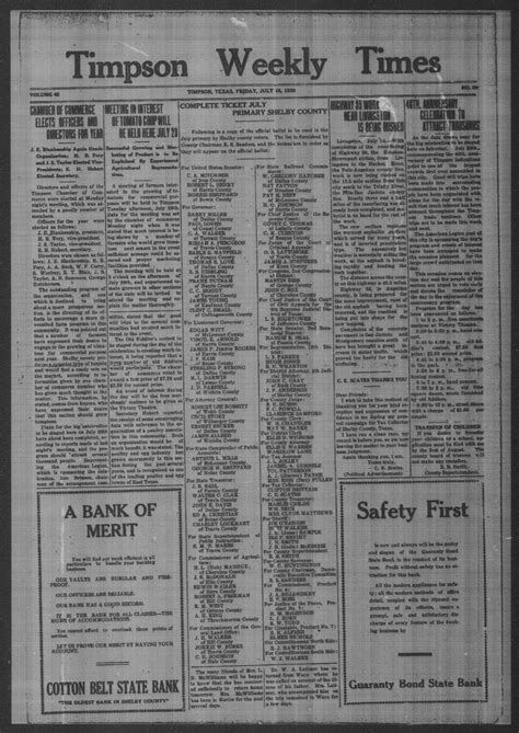 Timpson Weekly Times (Timpson, Tex.), Vol. 45, No. 29, Ed. 1 Friday, July 18, 1930 - The Portal ...