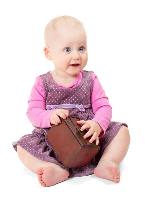 Little Girl in Violet Dress Sits and Holds Chest Stock Image - Image of happiness, rapt: 42382301