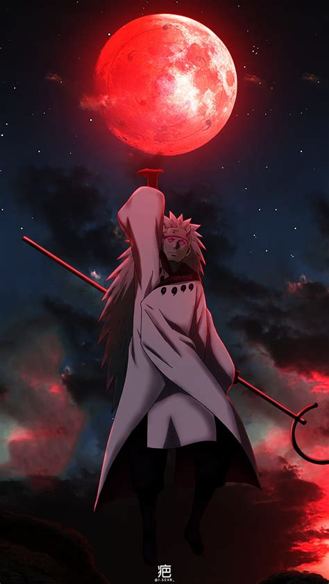 Madara Uchiha, aesthetic, sky, red moon, madara uchiha, stars, naruto ...