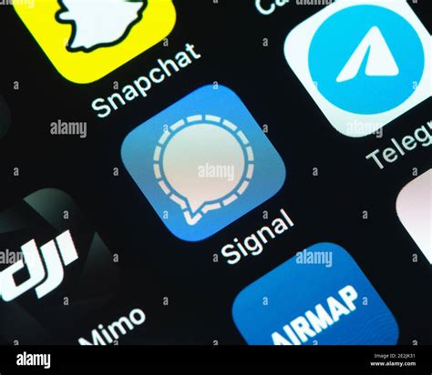Signal app icon on Apple iPhone screen. Signal is an encrypted ...
