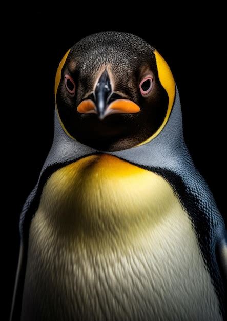 Premium AI Image | Animal face of a emperor penguin on a black ...