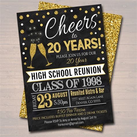 cheers to 20 years high school reunion class of 1989 chalkboard style ...