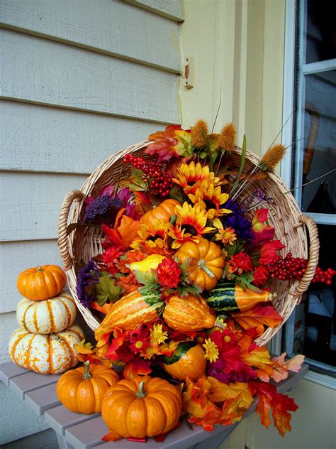 Fall Harvest Arrangement I made for my porch using silks and real gourds. | Fall harvest ...