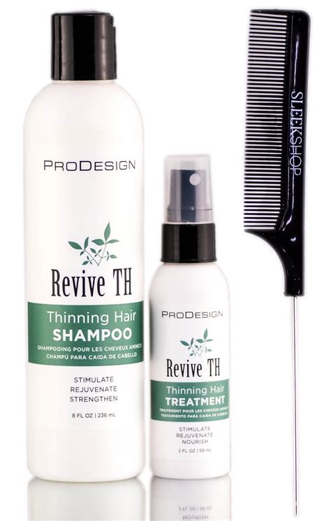 ProDesign ReviveTH Thinning Hair Shampoo + ReviveTH Thinning Hair Treatment + Pin Tail Comb - 8 ...