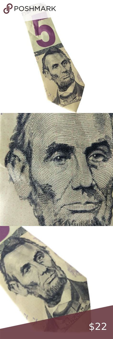 US Money 5 Dollar Bill Abraham Lincoln Currency Print Novelty Necktie | 5 dollar bill, Dollar ...